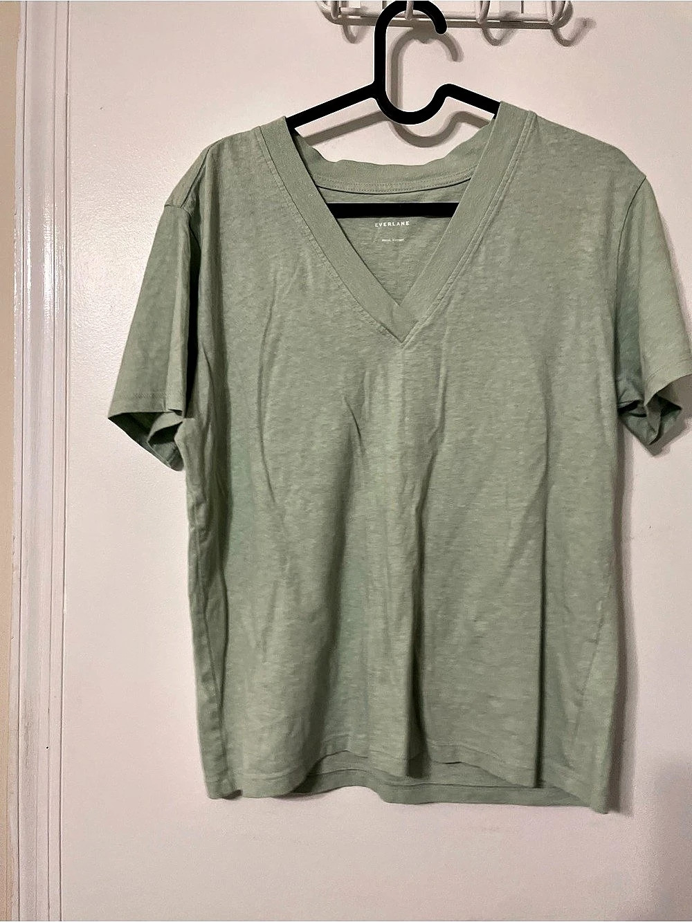 Everlane V-Neck Hemp Cotton Tee Green XS